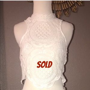 White blossom lace top